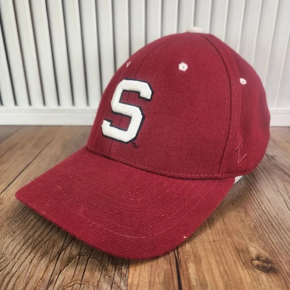 Zephyr Stanford Cardinal Fitted Sz 7 3/8 Baseball Hat Cap Maroon Red College